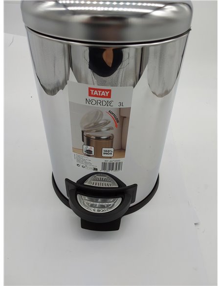 Tatay Papelera Baño con Pedal de Acero Inoxidable, 3L de Capacidad, Interior Extraíble, Cierre con Caída Amortiguada, Libre de B