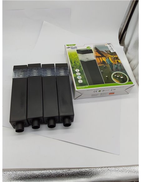 AKTIVE 61563, Pack de 4 Balizas de jardín solares Led, Estaca solar led, Luz continua entre 6 y 8 horas, Impermeable, farolas es