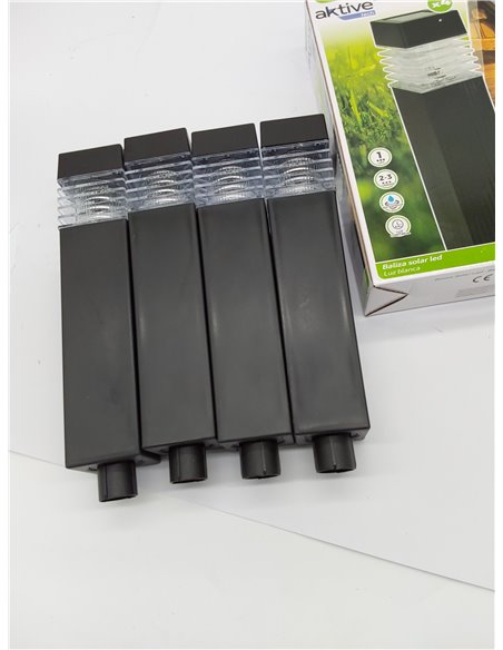 AKTIVE 61563, Pack de 4 Balizas de jardín solares Led, Estaca solar led, Luz continua entre 6 y 8 horas, Impermeable, farolas es
