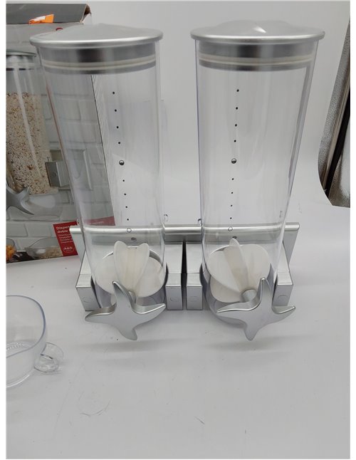 LACOR 62542 Dispensador de Cereales Giratorio de Pared Doble, 2x1'50 litros, Plástico