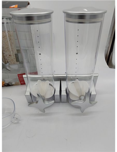 LACOR 62542 Dispensador de Cereales Giratorio de Pared Doble, 2x1'50 litros, Plástico