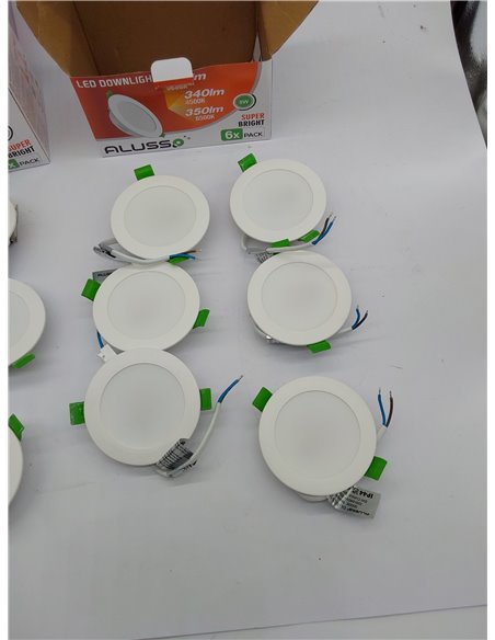 ALUSSO Downlight LED Empotrable, 5W IP44 Focos Interior 3000K Blanco Cálido, Ultradelgado 30mm, φ75-85mm, Ojos de Buey para Tech