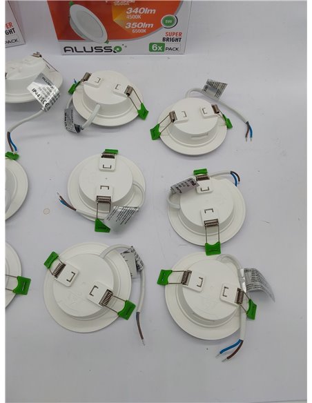 ALUSSO Downlight LED Empotrable, 5W IP44 Focos Interior 3000K Blanco Cálido, Ultradelgado 30mm, φ75-85mm, Ojos de Buey para Tech