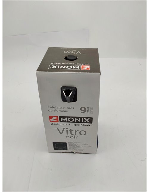 Monix Vitro Noir Cafetera Italiana de aluminio 9 tazas, Apta para todo tipo de cocinas salvo inducción, color negro 