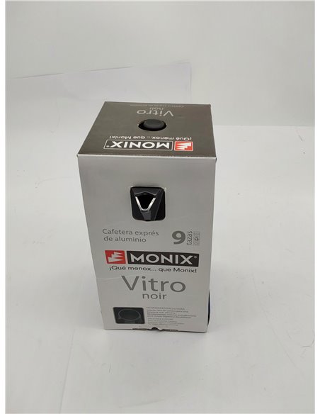Monix Vitro Noir Cafetera Italiana de aluminio 9 tazas, Apta para todo tipo de cocinas salvo inducción, color negro 