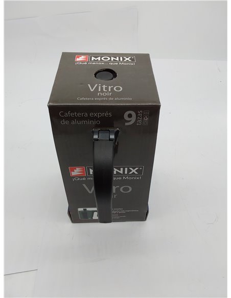 Monix Vitro Noir Cafetera Italiana de aluminio 9 tazas, Apta para todo tipo de cocinas salvo inducción, color negro 