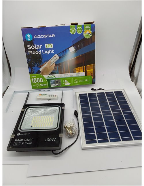 Aigostar - Foco proyector LED solar con mando a distancia，300W，6500K luz blanca.Resistente al agua IP66.Perfectos para interior 