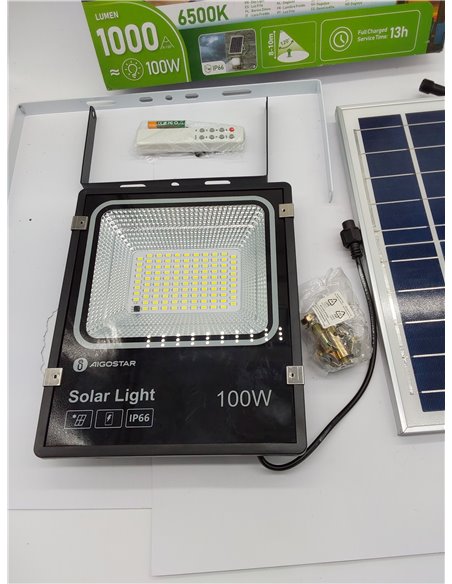 Aigostar - Foco proyector LED solar con mando a distancia，300W，6500K luz blanca.Resistente al agua IP66.Perfectos para interior 