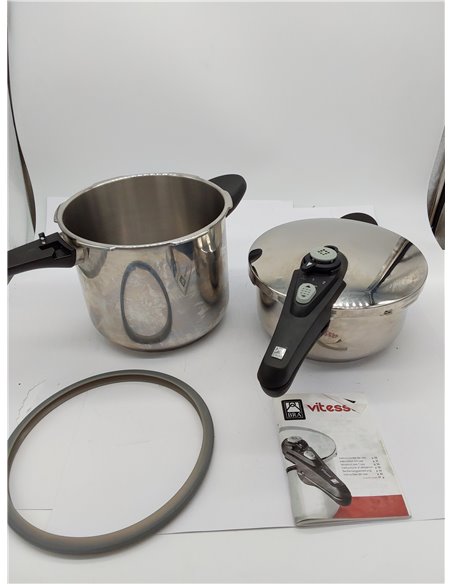 BRA Vitesse - Set duo ollas a presión, Metal, Plata, 4 y 7 litros.Aptas para todo tipo de cocinas,incluída inducción.