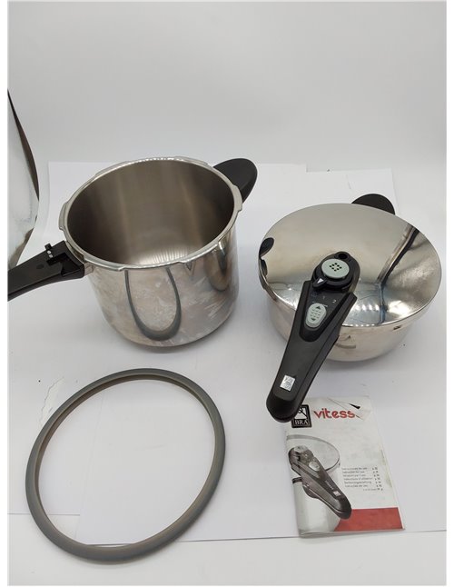 BRA Vitesse - Set duo ollas a presión, Metal, Plata, 4 y 7 litros.Aptas para todo tipo de cocinas,incluída inducción.