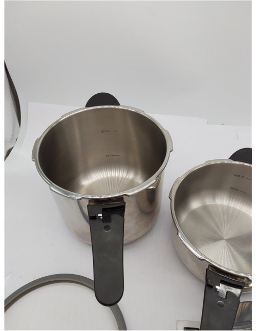 BRA Vitesse - Set duo ollas a presión, Metal, Plata, 4 y 7 litros.Aptas para todo tipo de cocinas,incluída inducción.