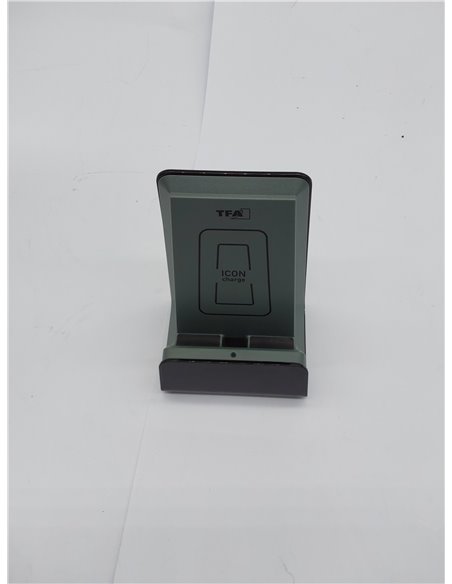 TFA Dostmann ICONCharge 60.2033.10 - Estación de carga inductiva 2 en 1 para smartphones, carga inalámbrica, con función despert