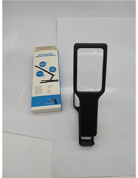 SKYWAY Lupa con luz y soporte 5X 10X, lupa de mano con 16 luces LED para lectura, grandes y rectangulares plegables para trabajo