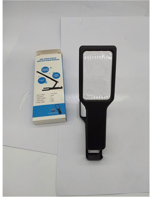 SKYWAY Lupa con luz y soporte 5X 10X, lupa de mano con 16 luces LED para lectura, grandes y rectangulares plegables para trabajo