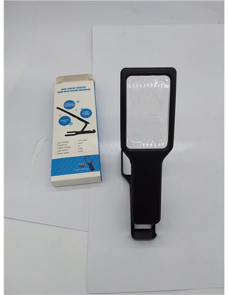 SKYWAY Lupa con luz y soporte 5X 10X, lupa de mano con 16 luces LED para lectura, grandes y rectangulares plegables para trabajo