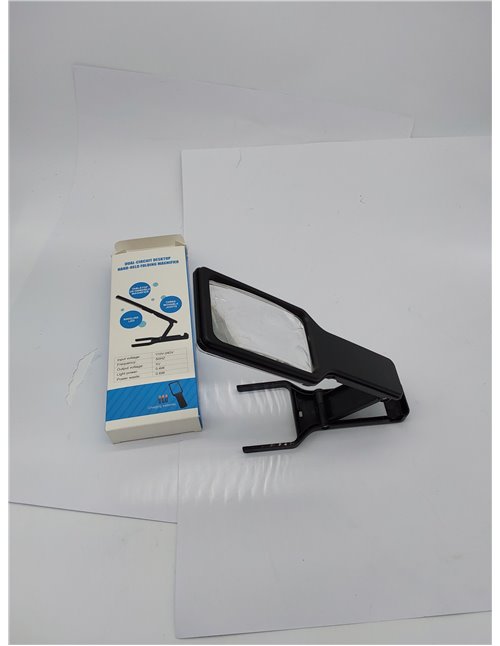 SKYWAY Lupa con luz y soporte 5X 10X, lupa de mano con 16 luces LED para lectura, grandes y rectangulares plegables para trabajo