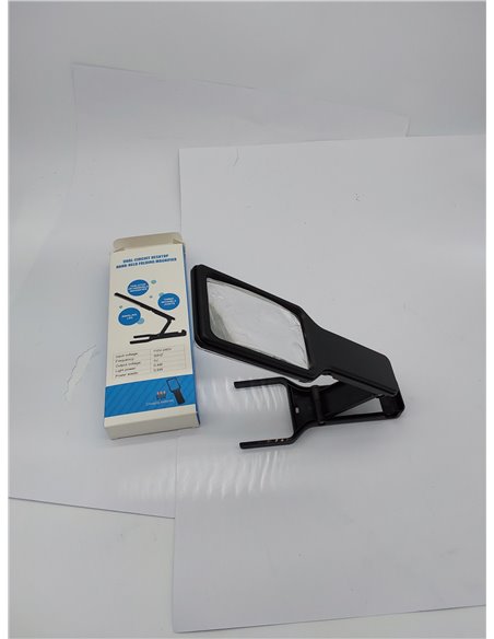 SKYWAY Lupa con luz y soporte 5X 10X, lupa de mano con 16 luces LED para lectura, grandes y rectangulares plegables para trabajo