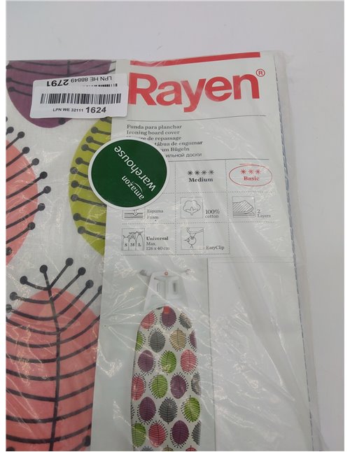 Rayen | Funda Tabla de Planchar Universal | Funda de Planchar Ajuste EasyClip | 2 capas: Espuma y tejido 100% Algodón | Gama Bas