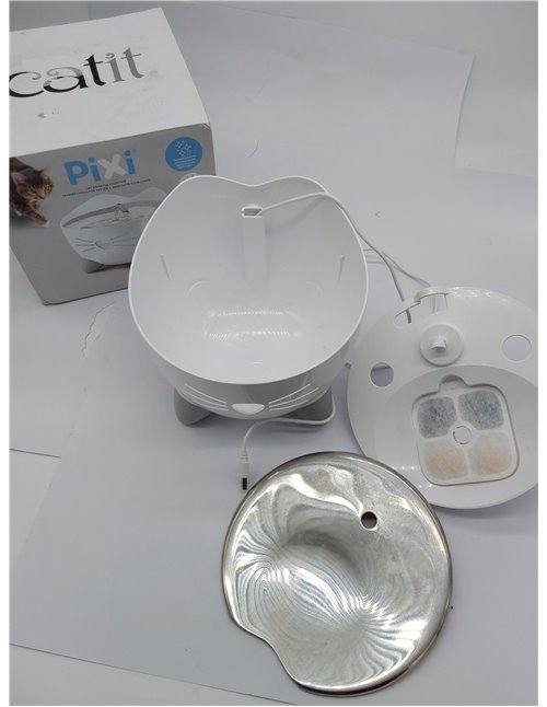 Catit Pixi Bebedero fuente de acero inoxidable para Gatos, 2.5 l, Blanca