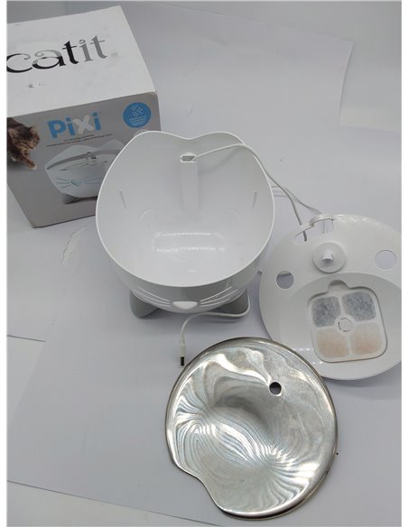 Catit Pixi Bebedero fuente de acero inoxidable para Gatos, 2.5 l, Blanca