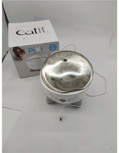 Catit Pixi Bebedero fuente de acero inoxidable para Gatos, 2.5 l, Blanca