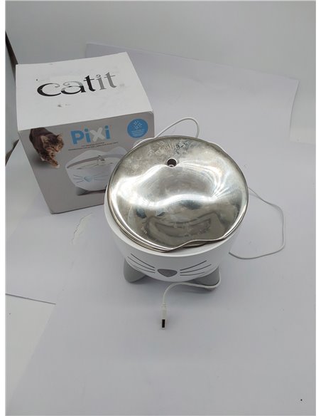 Catit Pixi Bebedero fuente de acero inoxidable para Gatos, 2.5 l, Blanca