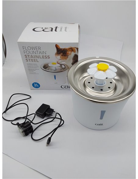 Catit Catit Bebedero Fuente Flor Acero Inox 3L Leds 760 g, Blanco 