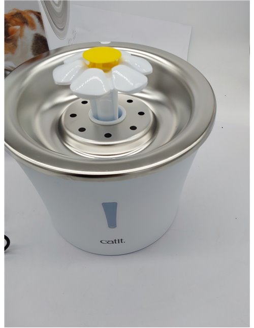 Catit Catit Bebedero Fuente Flor Acero Inox 3L Leds 760 g, Blanco 
