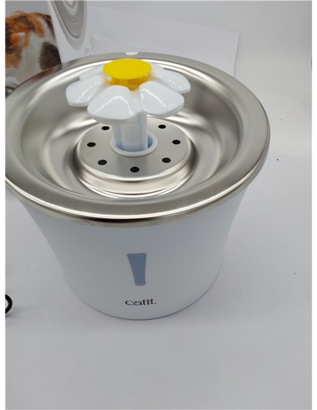 Catit Catit Bebedero Fuente Flor Acero Inox 3L Leds 760 g, Blanco 