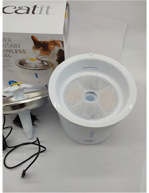 Catit Catit Bebedero Fuente Flor Acero Inox 3L Leds 760 g, Blanco 
