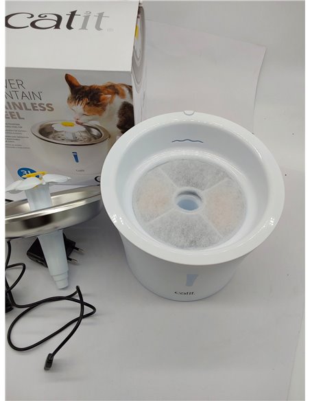 Catit Catit Bebedero Fuente Flor Acero Inox 3L Leds 760 g, Blanco 