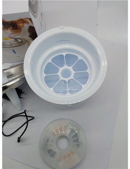Catit Catit Bebedero Fuente Flor Acero Inox 3L Leds 760 g, Blanco 