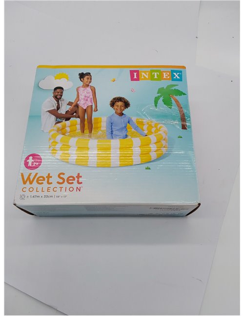 Intex, Piscina Infantil Hinchable, Forma Redonda, Diseño limón, Ø147x33 cm, 330 litros, 3 cámaras de Aire, Incluye Parche repara