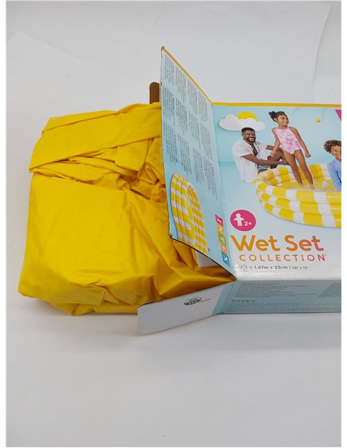 Intex, Piscina Infantil Hinchable, Forma Redonda, Diseño limón, Ø147x33 cm, 330 litros, 3 cámaras de Aire, Incluye Parche repara