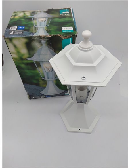 EGLO Laterna 5 Lámpara de pedestal para exterior, luz de exterior de 1 foco, lámpara de pedestal de fundición de aluminio y cris