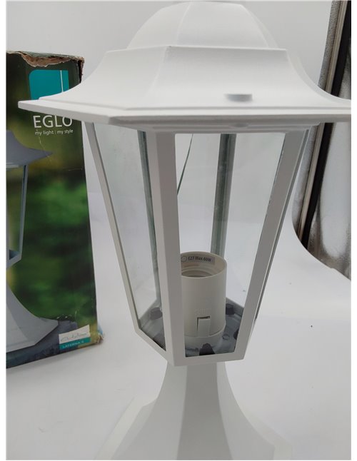 EGLO Laterna 5 Lámpara de pedestal para exterior, luz de exterior de 1 foco, lámpara de pedestal de fundición de aluminio y cris