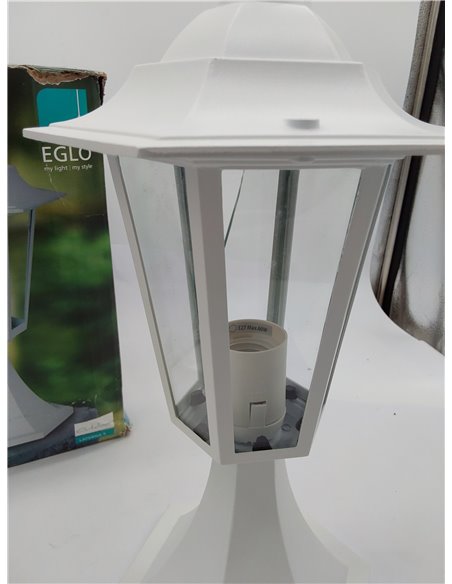 EGLO Laterna 5 Lámpara de pedestal para exterior, luz de exterior de 1 foco, lámpara de pedestal de fundición de aluminio y cris