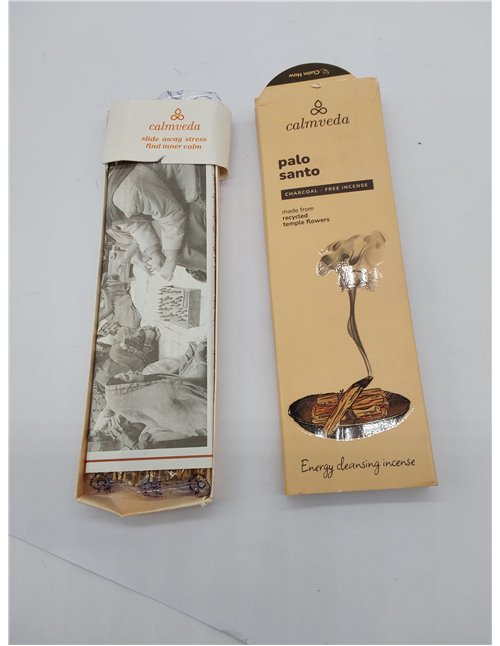 Calmveda Incienso Palo Santo Varillas- (80 Incienso orgánico) Sin Carbón, Flor Reciclada | Incienso Espiritual de Limpieza | Inc