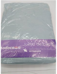 Todocama – Juego de Sábanas de 4 Piezas - 3001 - Sábana Bajera Ajustable - Encimera - Dos Fundas de Almohada de 50x80cm. (Cama 1 2