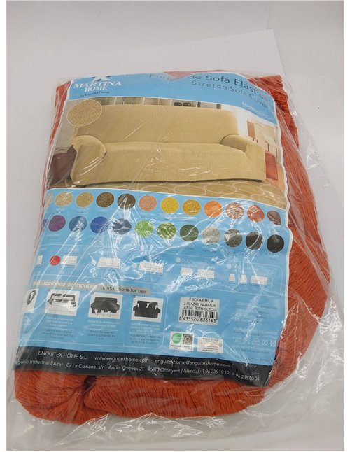 Martina Home Funda de sofá elástica Modelo Emilia - Color Naranja - 2 plazas de 120 a 190 cm 