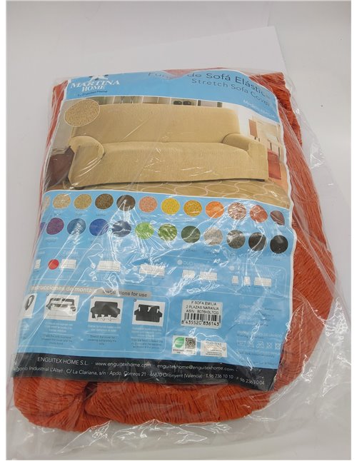Martina Home Funda de sofá elástica Modelo Emilia - Color Naranja - 2 plazas de 120 a 190 cm 