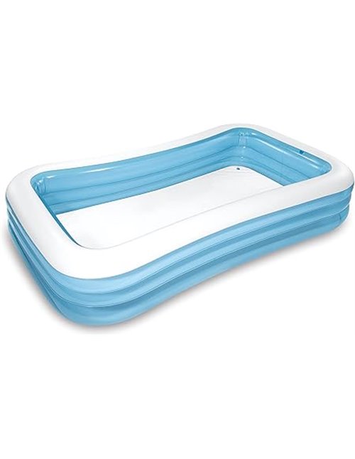 Intex Piscina Hinchable Infantil Rectangular, 305x183x56 cm, 1.020 litros, 3 Cámaras de Aire, Estable, Tapón de desagüe, Vinilo,