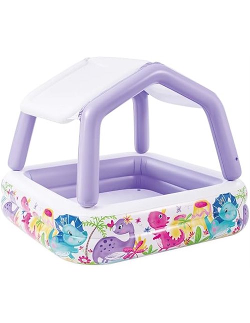Intex Piscina Hinchable Infantil, 157x157x122 cm, 295 litros, con toldo Desmontable, Diseño acuático, Tapón de desagüe, Uso Exte