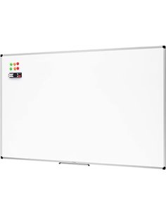 Amazon Basics Pizarra blanca magnética con bandeja para rotuladores y marco de aluminio, 60 x 90 cm