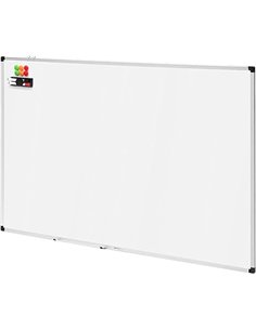 Amazon Basics Pizarra blanca magnética con bandeja para rotuladores y marco de aluminio, 150 cm x 100 cm