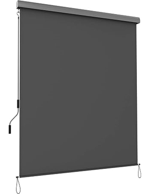 SONGMICS GSA165GY Toldo Lateral para Patio y Balcón, con Carcasa, contra el Sol y el Viento, Pantalla de Privacidad, Color Gris 