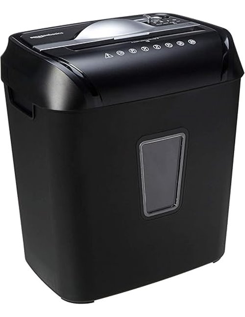 Amazon Basics - Corte cruzado Trituradora para tarjetas de crédito y papel, para 10-12 hojas, Negro