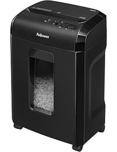 Fellowes 10M - Trituradora de papel, microcorte, destruye hasta 10 hojas, destructora de papel uso personal, papelera 19L, nivel