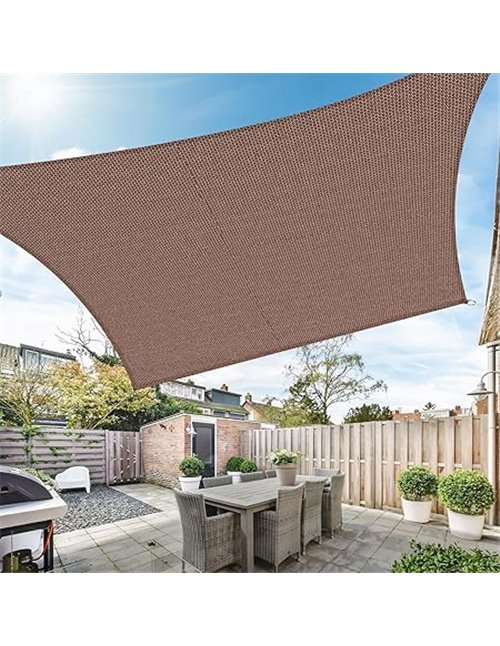 Duerer Toldo Vela de Sombra Rectangular 3.6x4.8m, 95% de Protección UV, 185g/m² Densidad para Patio Jardín Pérgola Exterior Terr