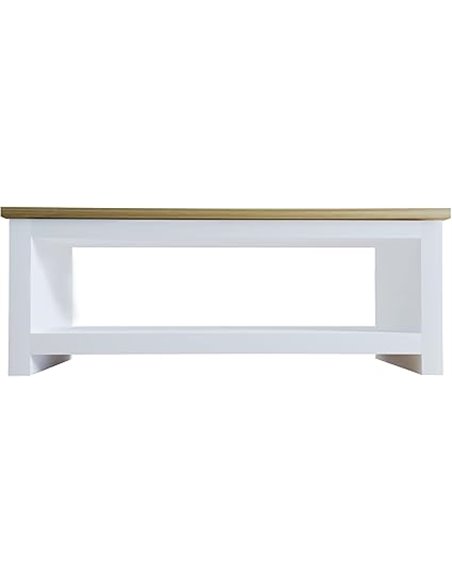 Coffee table with storage shelf MDF living room furniture, white